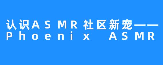 认识ASMR社区新宠——Phoenix ASMR 